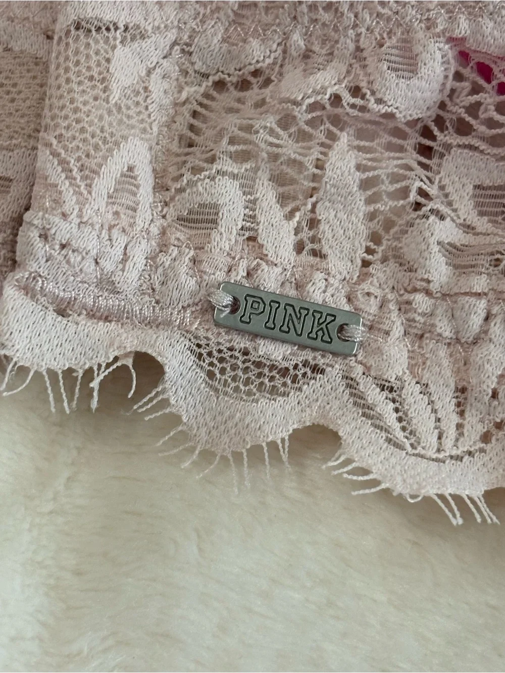 PINK by Victoria's Sectret Blush Pink Lace Bralette Lightly Lined Bra Size M